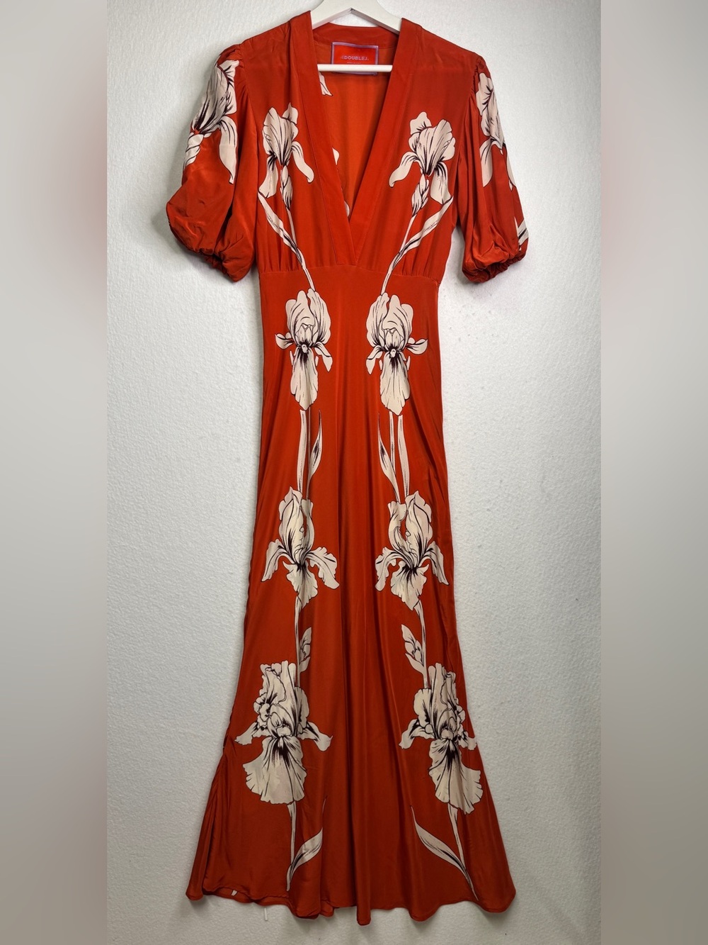 La DoubleJ Marlene Iris Placée Silk Orange Maxi Dress in Medium - Picture 6 of 15